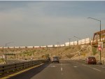 Ferromex intermodal train passing by the Dam